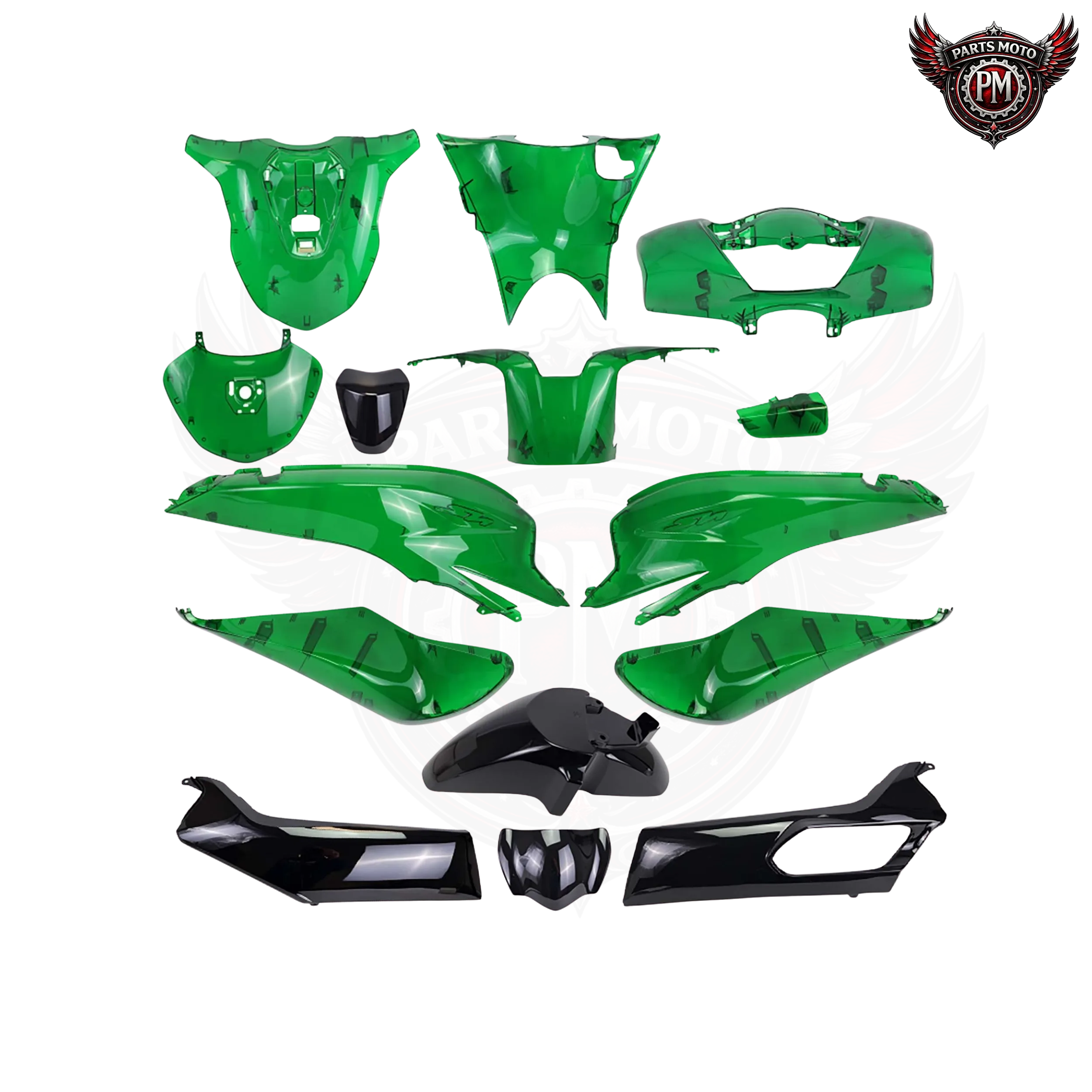 Kit plastique vert transparent 15 pièces Honda SH 125 2020-24 — Honda
